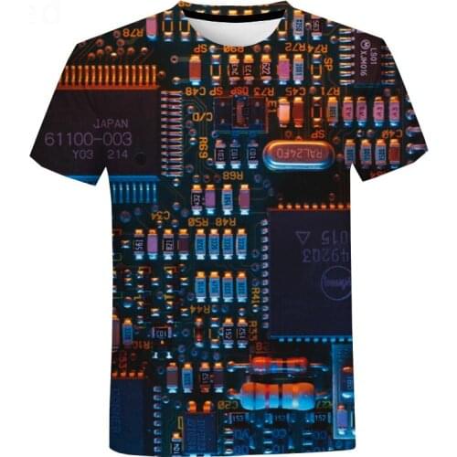 Electronic Chip 3D Printed T-shirt 2021 New Fashion Cool Circuit Board Tshirt Men Women Harajuku Streetwear Oversized Tops
