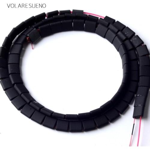 Natural Stone Black Hematite Stone Rubber Matte Square Beads Space Loose Beads For Jewelry Making 5*5mm Diy Bracelet Necklace15"