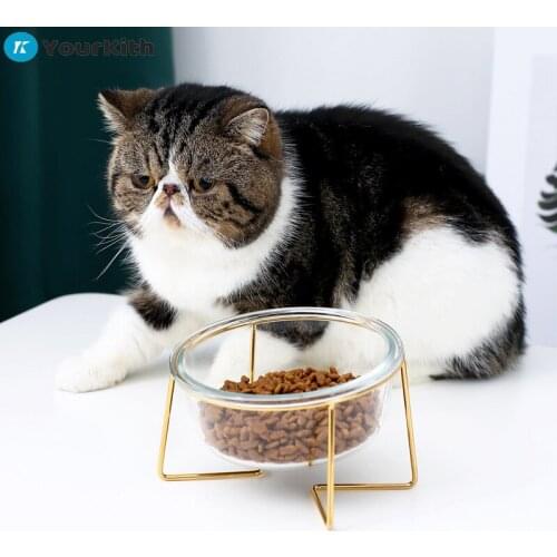 YourKith Ceramic Pet Bowl Cat Puppy Feeding Supplies Double Pet Bowls Dog Food Water Feeder Durable Dog Accessories