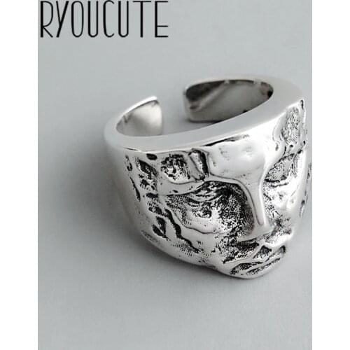 Boho Vintage Silver Color Human Face Rings for Women Lover Finger Ring Valentines Day Gifts