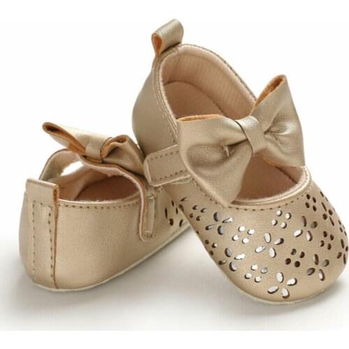 Newborn Baby Toddler Girl Crib Shoes Solid Bow Pram Soft Sole Prewalker Anti-slip Sneakers Breathable Princess Shoes