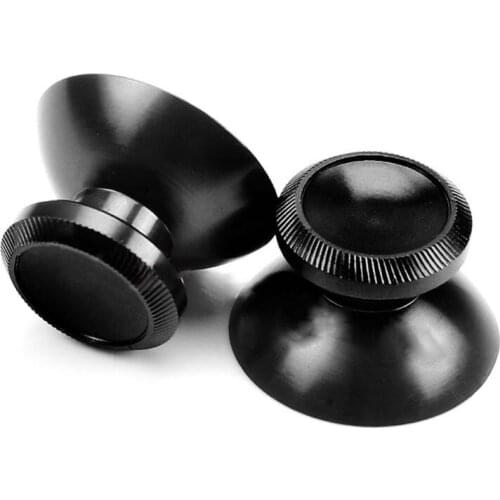 40GD 2Pcs Aluminum Alloy Metallic Metal Analog Thumbstick for PS4 4 Black