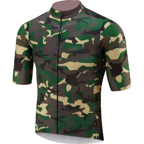 Fashion Breathable Cycling Jersey Mens Camouflage Off-Road Motorcycle Bicycle Clothing Mesh Jacquard Bike Shirt