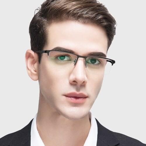 Alloy Titanium Glasses Frame Men Wide Square Optical Eyeglasses Myopia Eyewear Eye Spectacle Frames Single Prescription Glasses