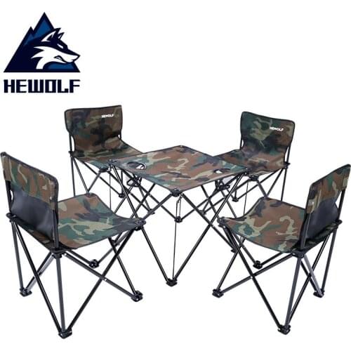 Hewolf Outdoor Self-Driving Travel Picnic Dining Tables and Chairs Set Five-Piece Portable Camping Outdoor Folding Table Set