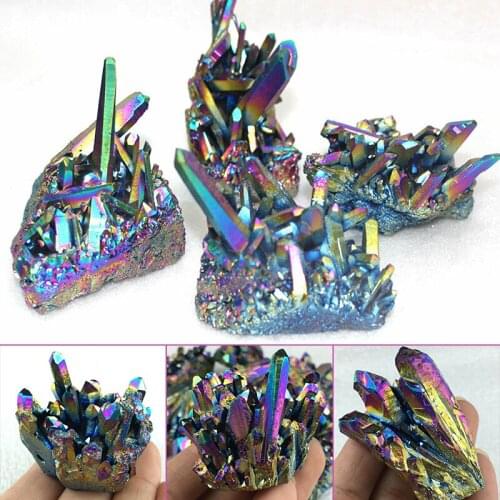 Natural Crystal Stone Quartz Rainbow Titanium Cluster Points Wand Specimen Healing Reiki Mineral Stone 50/70g