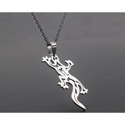 Elfin New Hollow Lizard Necklaces Stainless Steel Trendy Cabrite Gecko Chameleon Anole Pendant Necklaces Women Jewellery