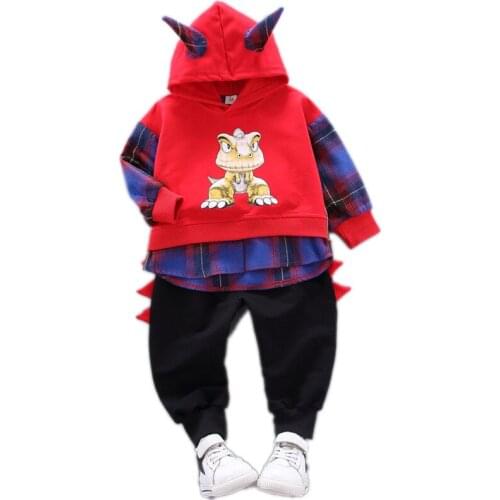 0-3 Years Spring Autumn Toddler boy Cute dinosaur pattern 2pcs Top+Pants Set Baby Kids Clothing Children Fashion Suit