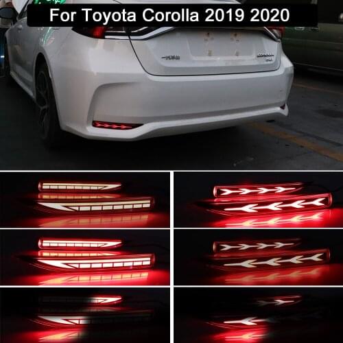 For Toyota Corolla 2019 LED Rear Bumper Reflector Lamp Function as Driving light Brake Light LED Dynamic Turn Signal Light