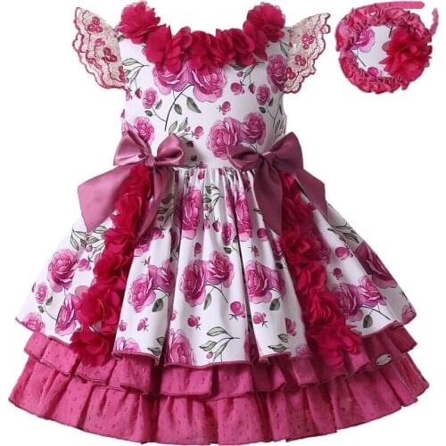 Pettigirl Girls Flower Girl Dresses Wholesale Hot Pink Birthday Girl Princess Dresses