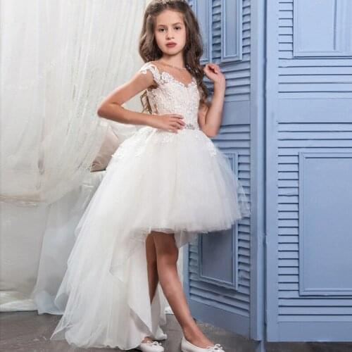 Girls Flower Dress Princess Dress Girl Party Dress Lace Long Trailing Ball Gown Christmas Birthday Clothes for 2-13 year 2019