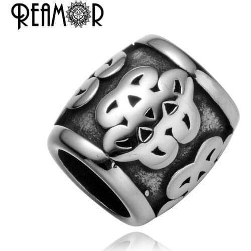 REAMOR 5pcs 316L Stainless Steel Chinese Knot Metal Beads 8mm Large Hole Spacer Charm Beads For DIY Bracelet Jewelry Making