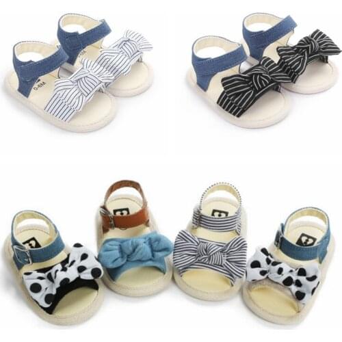 Summer Newborn Baby Girl Sandals Striped Soft Sole Baby Shoes Prewalker Princess Sandals For Girls
