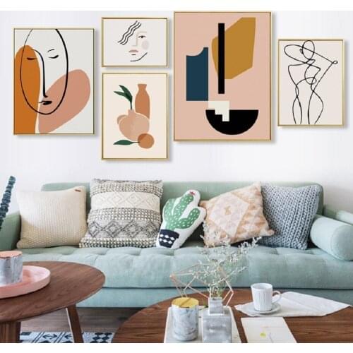 Nordic Nordic abstract geometric figures canvas painting posters, murals, living room home decor art image