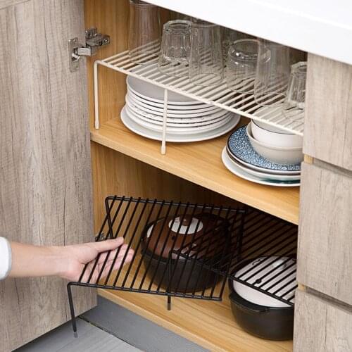 Storage Rack Shelf Foldable Holder Organizer Stackable Kitchen Bathroom Cupboard Kitchen Storage Rack