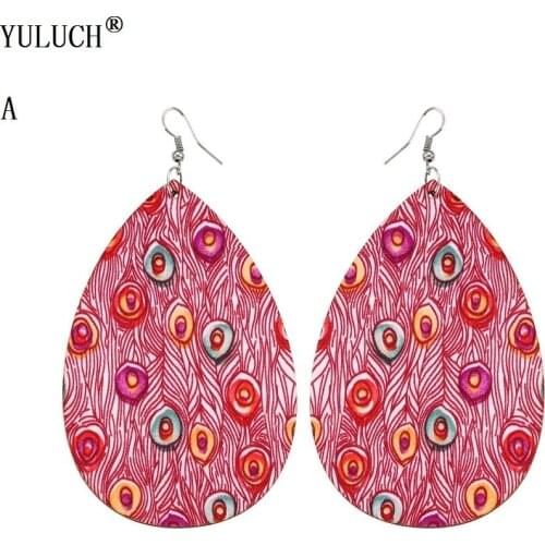 YULUCH Natural Wooden Earrings Water Drop Multicolor Wood Earrings Hook Fashion Jewelry For Woman Girls Party Prom