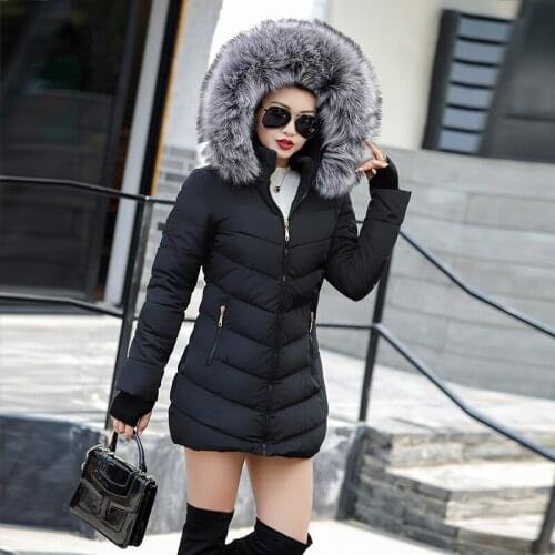2021 Artificial raccoon fur collar winter jacket women Winter And Autumn Wear High Quality Parkas Outwear Women Long Coats