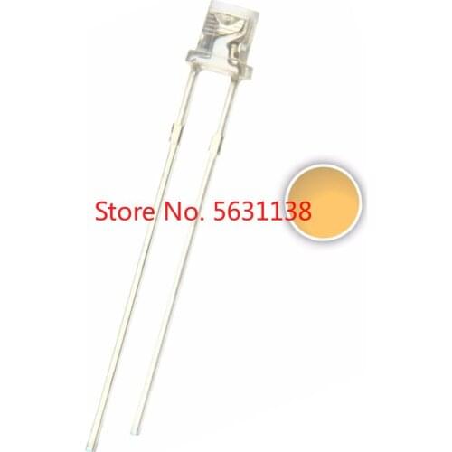 100pcs 3mm Flat Top Warm White LED 3000K Water Clear chip led 3 mmTransparent 20mA 3V Lamp Light Beads cree power LEDS wholesale