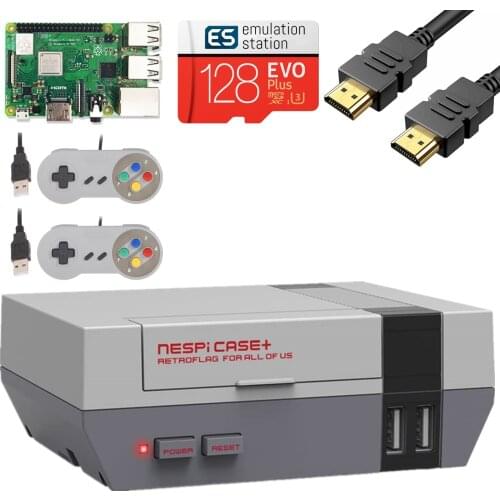 128G Raspberry Pi 3B+ 18000+ Retro Game Arcade Video Game Console Plug&Play Retroplag Genuine NESPi Case Plus Power&Reset Button