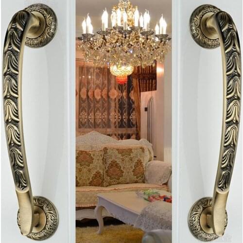 2pcs Antique European Zinc Alloy Bronze Villa Archaize Wooden Door Glass Door Handle Hotel Furniture Sliding Door Pull Handles