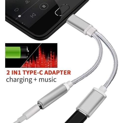 2 In 1 USB C To 3.5mm Headphone Jack Adapter Type C Charge Audio Aux Adaptor for Ipad Pro Samsung S20 Ultra Note 20 10 Plus S21