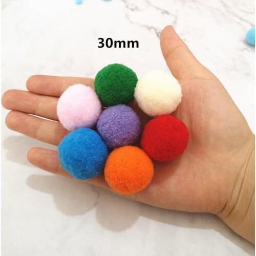 20pcs 30mm Multi Colorful Pompoms DIY Dolls Garment Handmade Material Soft Fluffy Pom Poms Ball For DIY Kids Toys Accessories