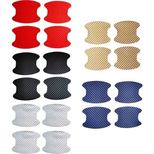 4 Pieces Handle Protector Film Protector Auto Plate Paint Scratch sticker Fits for Universal Car Door Carbon Fiber Texture