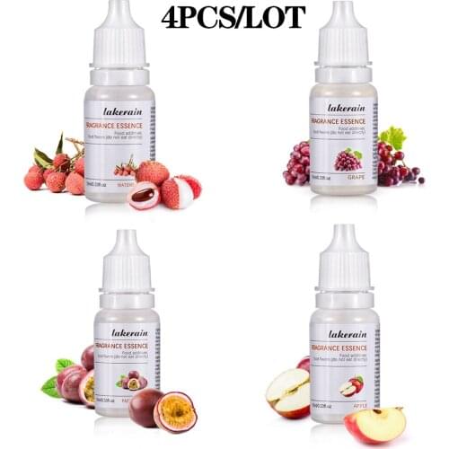 4Flavors/set Natural Flavor Essence for Handmade Cosmetic Lip Gloss Base Lipgloss DIY Food Grade Fragrance Flavoring Essential