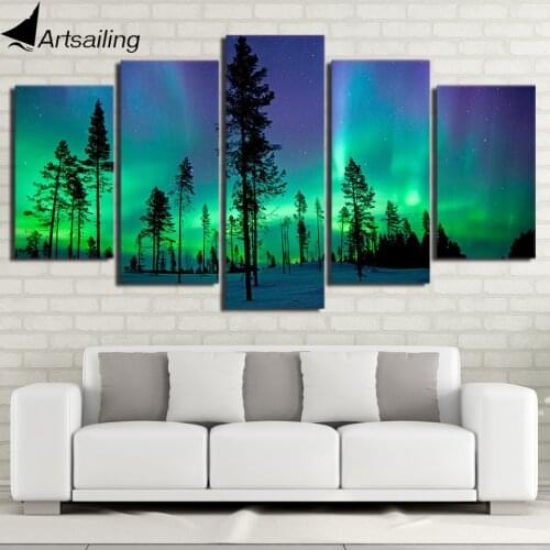 ArtSailing painting 5 panel canvas wall art aurora Painting wall pictures for living room Paintings Framework NY-7521C