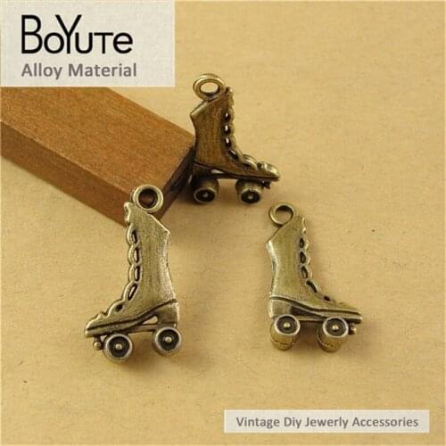 BoYuTe (30 Pieces/Lot) 21*12*5MM Zinc Alloy Ice Skate Pendant Antique Bronze Plated Metal Diy Jewelry Findings Accessories