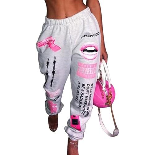 New Womens Jogger Trousers Harajuku Summer Hip-hop Graphic Sweatpants High Waist Loose Casual Pants Sweatpants Women