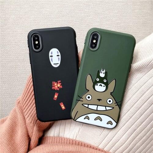 JAMULAR Cute Cartoon Happy Totoro Phone Case For iPhone 11 Pro XS MAX 12 Mini XR X 7 SE 2020 8 6 Plus Anime Soft Cover Coque Bag