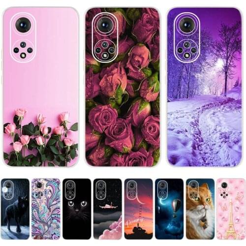 Flower Cute Cat Animals Female Back Cover For Huawei Honor 50 Pro Case Transparent Soft Tpu Phone Case For Honor50 Pro 50pro