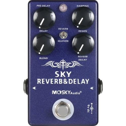 MOSKYaudio 2-in-1 Digital Reverb & Delay Guitar Effect Pedal with True Bypass Switch for Electric Guitar Bass Part & Accessories