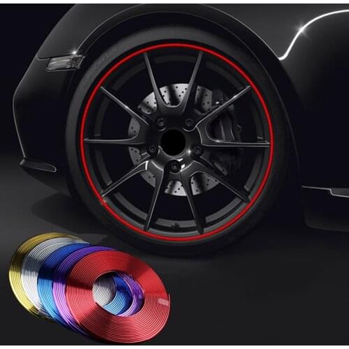 Color Car Wheel Hub Decorative Ring 8M Plating Auto Tire Wheel Hub Sticky Strip Vehicle Tyre Rim Decoration Exterior Accessories