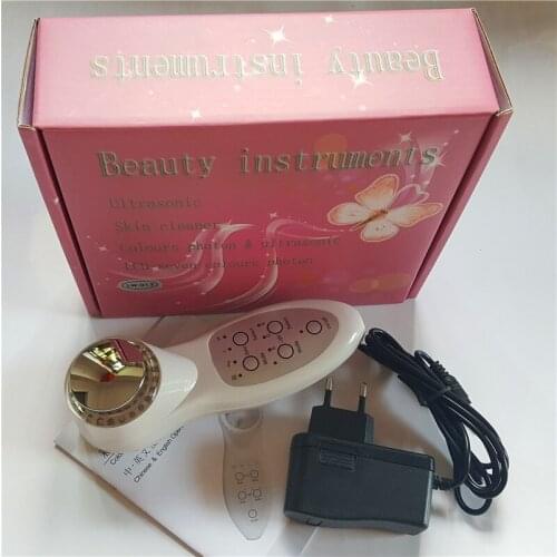 Colour photon & ultrasonic beautiful skin instrument Portable skin Face Skin Care Machine Cleaner New Massager with retail box
