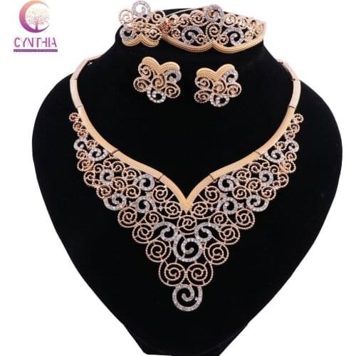 CYNTHIA Bridal Gift Nigerian Wedding Brand Jewelry Set Wholesale Fashion African Beads Jewelry Set Dubai Gold Jewelry for Women