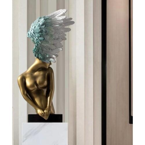 Home Decor Statue Light Luxury Ornaments Living Room Home Decoration Accessories Creative Art Wings Figure Sculpture Art Gifts