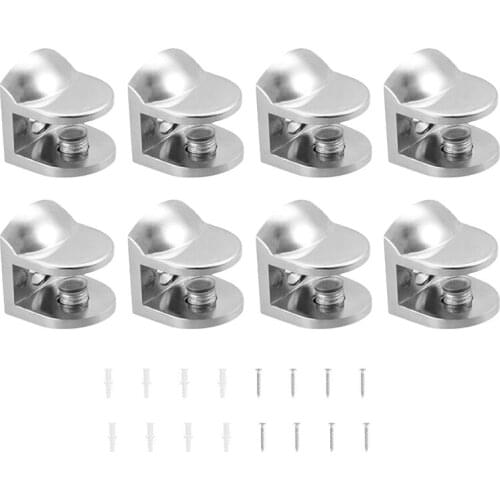 JFBL Hot 4 Pcs Glass Shelf Support Wall Mounted Adjustable Brackets Fish Mouth Type Glass Clamp for 8-10mm Thickness Glass