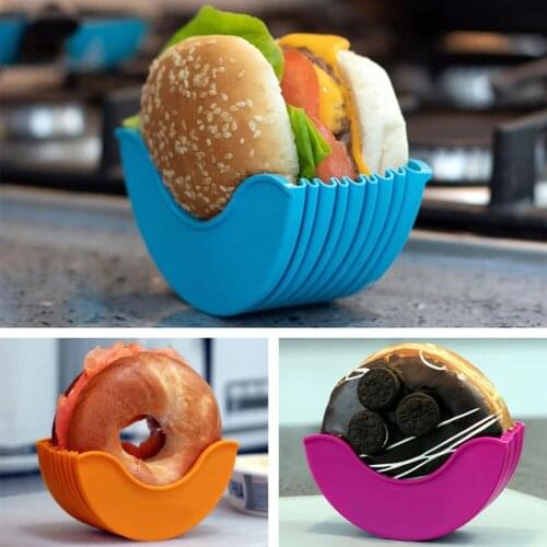 Burger Buddy Burger Fixed Box Sandwich Storage Hamburger Silicone Shelf Hamburger Holder Box No touch Reusable Kitchen Tool