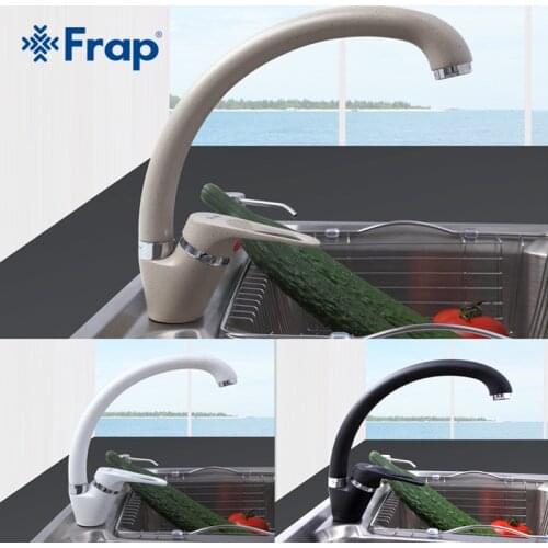 Frap Fashion Arc Kitchen Sink Faucet 5 Color Brass Mixer Faucet Single Handle Water Mixer Taps Ceramic Spool Faucet Tap F4113