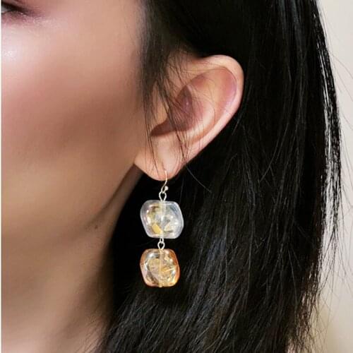 GorGor Drop Earrings Women Acrylic Material Pattern Transparent Candy Geometric Color Collision Creative Party Jewelry DKE-1089