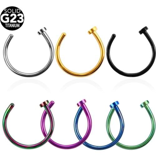 1PC G23 Titanium Piercing Nariz 20G Nose Rings C Clip lip Piercing Burun Nose Rings Hoop Piercings Nose Stud Nostril Piercings