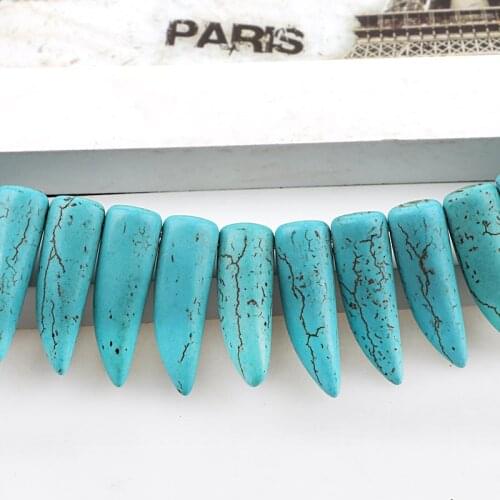Manmade Stone Sky Blue Turquoises Howlite Tooth Bullet Loose Spacer Seed Stones Beads DIY Bracelets Necklace Jewelry Findings
