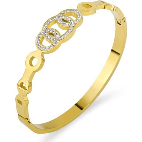 Famous Brand Circle Hollow Round Bracelets Cubic Zirconia Crystal Bracelets & Bangles For Women Wedding Romantic Jewelry