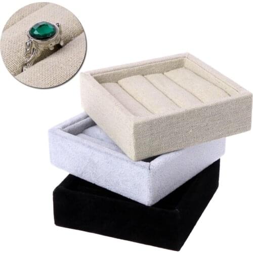 JAVRICK NEW 1PC 10cmx10cm Velvet Jewelry Earring Ring Display Box Tray Holder Storage Showcase Organizer Gray/Black/White Color
