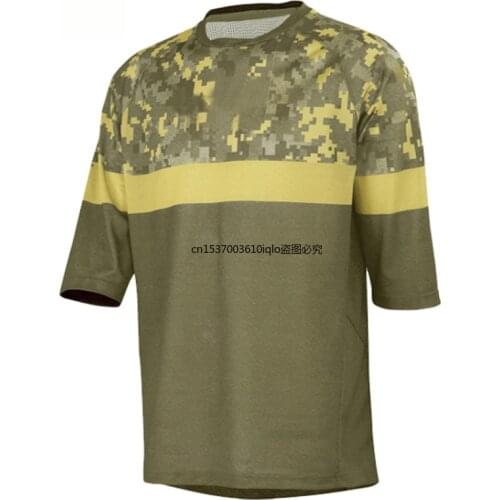 Dirty Bike jersey Camo 3/4 Sleeve MTB Downhill BMX Rider Jersey Mountain Bike cycling Jersey Enduro Motocross Jersey Breathable