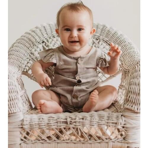 2021 0-24M Sweet Infant Baby Girl Romper 5 Colors Solid Fly Sleeve Single Breasted Cotton Clothes Playsuit Summer