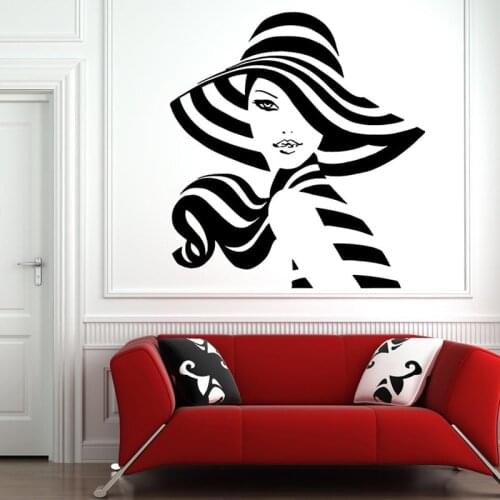Beauty Hair Salon Hairstyle Girl Face Makeup Vinyl Wall Decal Home Decor Art Mural Removable Wall Stickers 2161