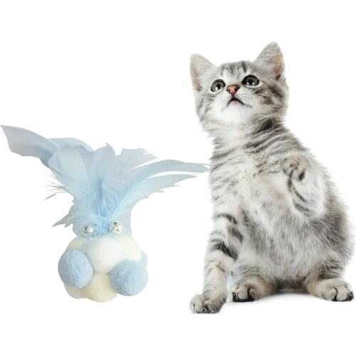 Legendog 1pcs Cat Ball Toy Interactive Fake Feather Soft Cat Toy Cat Chew Toy Kitten Bell Toys for Cats Cat Accessories